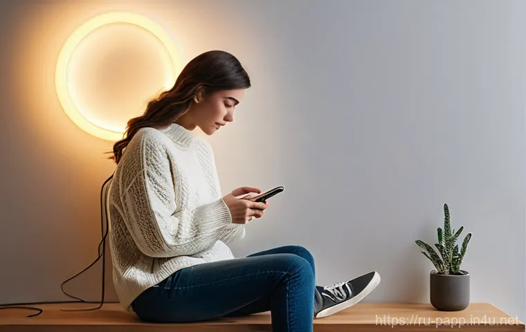 스마트폰 충전 어댑터 선택 - **Prompt:** "A split-image composition contrasting two phone charging scenarios side-by-side. On the...